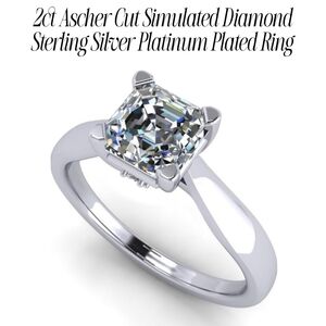 2ct Platinum/925 Simulated Diamond ascher cut Engagement Ring